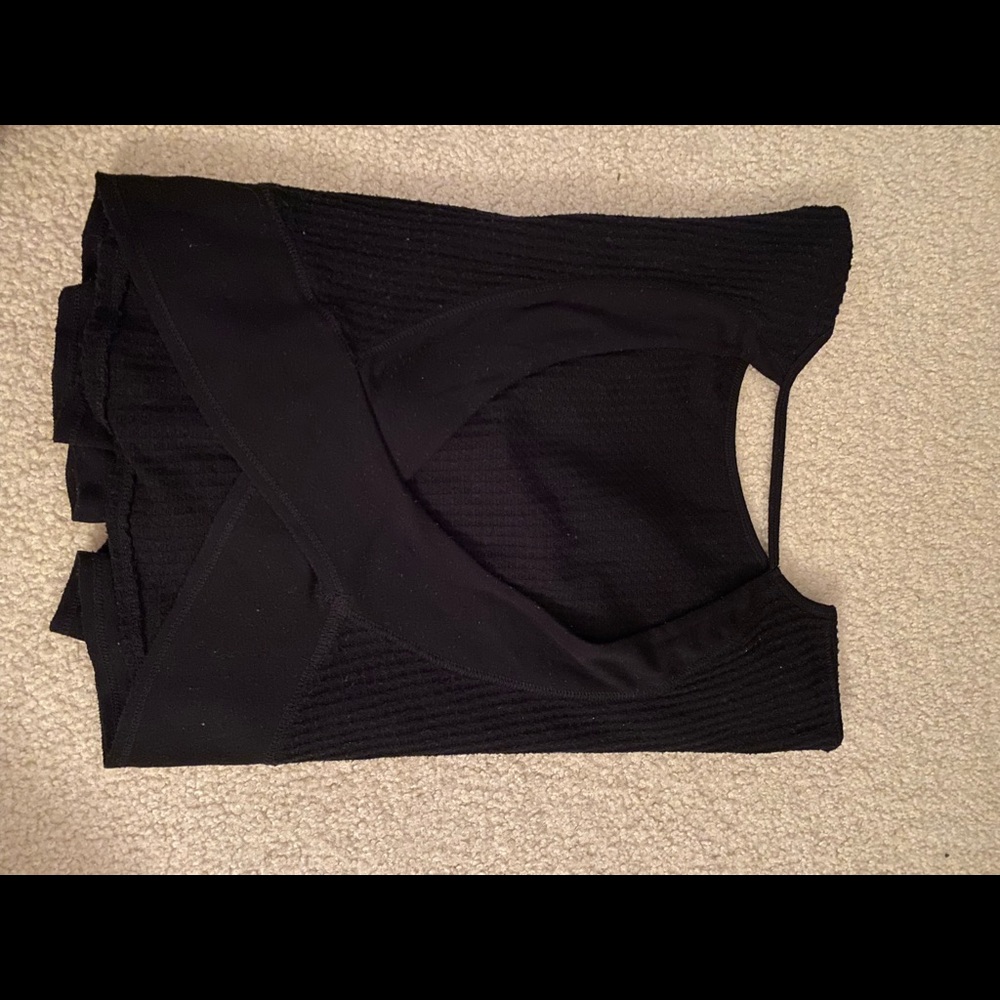 Black free people open/crisscross back long sleeve flow shirt